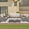 Buenhomino 9-Piece Outdoor Patio Set – 4 Single Chairs, Sofa, 2 Side Tables & 2 Ottomans, All-Weather Wicker with Cushions, Beige - 2 of 4