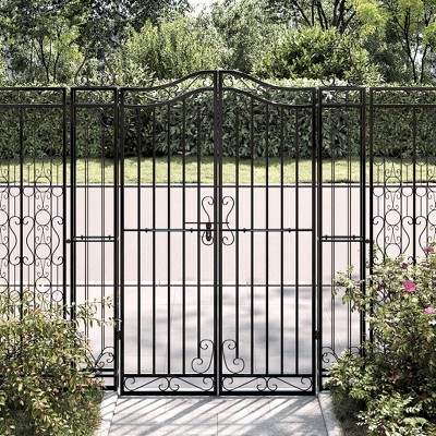 vidaXL Garden Gate Black 47.6"x3.1"x39.4" Wrought Iron