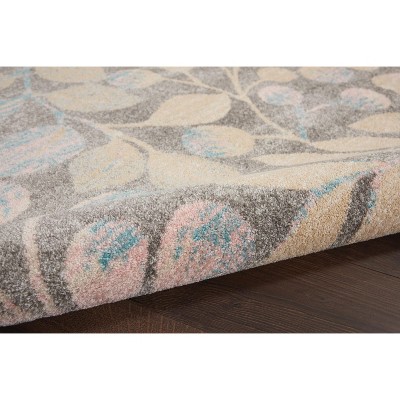 Elegant Grey & Beige Floral Synthetic 6' x 9' Reversible Rug