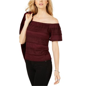 I.N.C International Concepts Womens Lace Off the Shoulder Blouse, Red, X-Small - 1 of 1