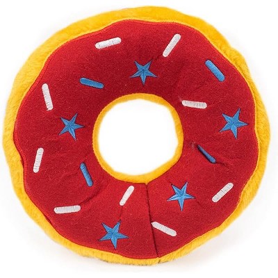 ZippyPaws Americana Jumbo Donutz - Summer Donut Dog Toy with No Stuffing for Girl & Boy Dogs, Squeaky Dog Toy Gifts for Dog Dads, (ZP1024)
