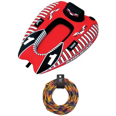 AIRHEAD AHVI-F1 Viper 1 Single Rider Cockpit Inflatable Towable Tube w/ Tow Rope