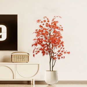 Tall Autumn Maple Faux Tree with Pot for Living Room, Home, Seasonal Displays - 1 of 4