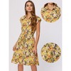 INSPIRE CHIC Women's Floral Cap Sleeve Smocked Elastic Waist Summer Casual Chiffon Shirt Dress - 2 of 4