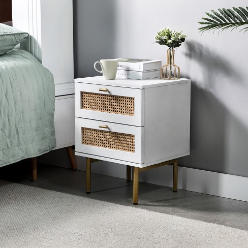 White and gold nightstand hot sale target