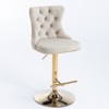 MYINDA Set of 2 Golden Swivel Velvet Barstools Adjusatble Seat Height from 25-33'',Upholstered with Backs Tufted for Home Pub and Kitchen,BEIGE - 2 of 4
