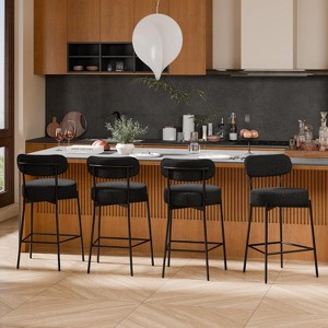 DYHOME Bar Stools Set of 4, 24 Inches Counter Height Kitchen Bar Stools with Back, Modern Metal Tall Bar Stools for Kitchen Island - 1 of 4