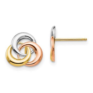 Black Bow Jewelry 9mm 14k Tri-color Gold Love Knot Post Earrings - 1 of 4