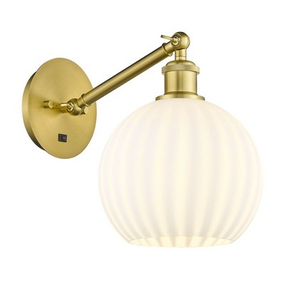 White Venetian - 1 Light Arm Adjusts Up and Down Wall Sconce In Modern Style-10 Inches Tall and 8 Inches Wide