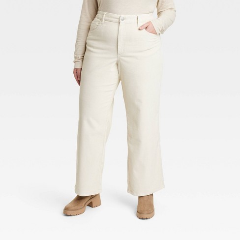 Women's High-rise Corduroy Wide Leg Jeans - Universal Thread™ Cream 26 :  Target