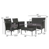 Costway 4PCS Patio Rattan Furniture Set Cushioned Sofa Coffee Table Backyard Turquoise/Red/White/Grey/Navy - 3 of 4