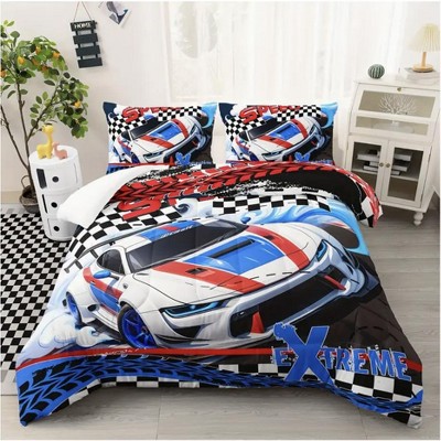 Boersma Racing Car Bedding Set, Extreme Sports Duvet Cover, Racing Car Room Decor Bedding Collection