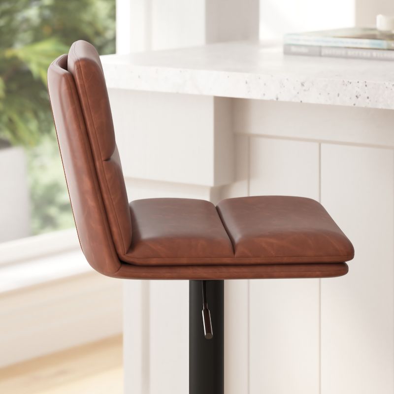 Merrick Lane Modern Upholstered Adjustable Height Stools with Sturdy Iron Bases, 6 of 13