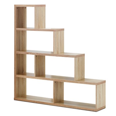 Tangkula 4-Layer Corner Storage Rack Freestanding Display Bookshelf Burlywood/White