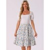 INSPIRE CHIC Women's Ruffle Hem Elastic Waist Flowy A-Line Swing Floral Midi Skirt - 3 of 4