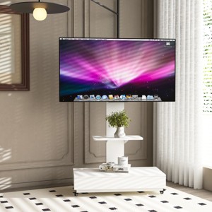 TV Stand For TVs UpTo75" With Adjustable Glass Shelf And Drawer,TV Stand Corner,Mobile TV Stand Modern -The Pop Home - 1 of 4