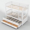 Twin Over Twin Wood Bunk Bed with Trundle and Storage Drawers, Convertible Captain Bed, Slatted Design, White, Solid Wood Frame - 4 of 4