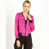 INSPIRE CHIC Women's Holographic Fashion Stand Collar Metallic Lightweight Zip Bomber Jacket - 3 of 4