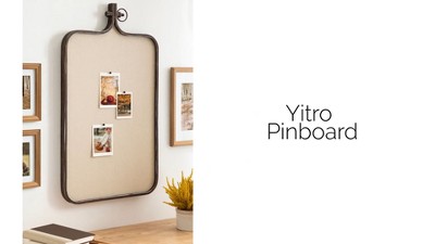 Rustic Bronze Metal Framed Fabric Pinboard, 20x35