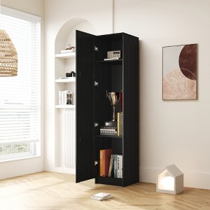 Vynxaria Stackable Wall Mounted Storage Cabinet, 15.75" D x 15.75" W x 70.87" H,black - 1 of 4
