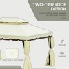 10' x 13' Patio Gazebo, Aluminum Frame Double Roof Outdoor Gazebo Canopy Shelter with Netting & Curtains - 4 of 4