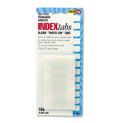 Redi-Tag Side-Mount Self-Stick Plastic Index Tabs 1 inch White 104/Pack 31000