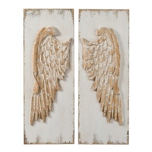 Dexmalle Set of 2 Distressed White Wing Wall Panels - 1 of 4