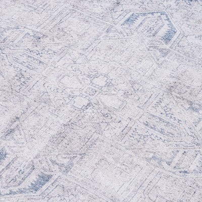 Amber Blue 2' x 3' Vintage Boho Medallion Machine Washable Non-Slip Area Rug