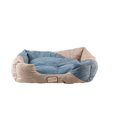 Small Cornflower Blue and Beige Fiberfill Rectangular Pet Bed