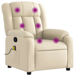 vidaXL Massage Recliner Chair, Adjustable Recliner with 6-Point Vibration Massage, Cream Fabric - 1 of 4