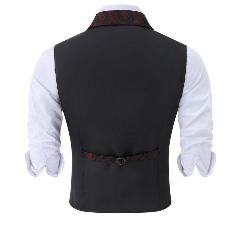 Men's Paisley Suit Vest and Tie Set Classic Floral Necktie Square Gothic Waistcoat for Tuxedo, 3 of 8