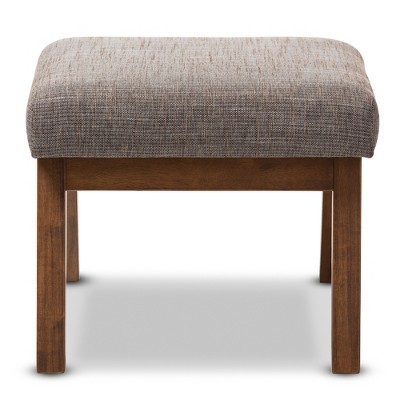 Aberdeen Walnut and Gravel Gray Upholstered Ottoman