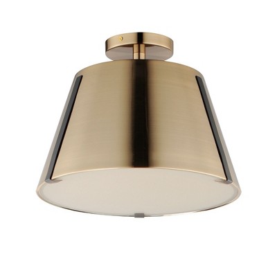 Maxim Lighting Carlo 1 - Light Semi-Flush Mount in  Dark Bronze/Leather/Heritage Brass