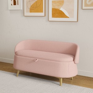 NicBex 50" End of Bed Bench Multi-functional Rectangular Bed End Storage Sofa Stool with Gold Metal Legs for Living Room, Bedroom, Entryway - 1 of 4
