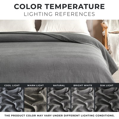Light Gray Queen Cotton Waffle Weave Blanket