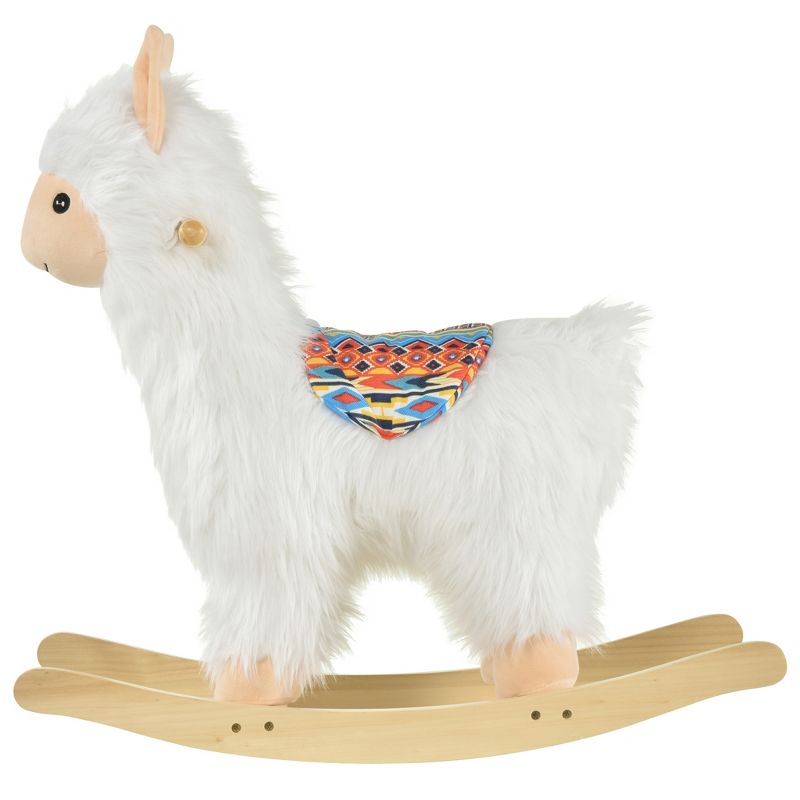 Qaba Kids Ride-On Rocking Horse Toy Llama Style Rocker Soft Plush Fabric for Children 18-36 Months, 5 of 9