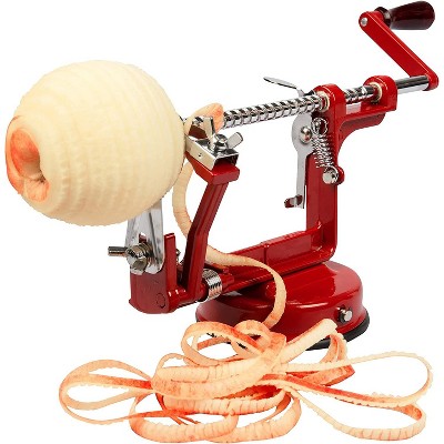 Red Cast Iron Apple Peeler and Corer with Suction Base