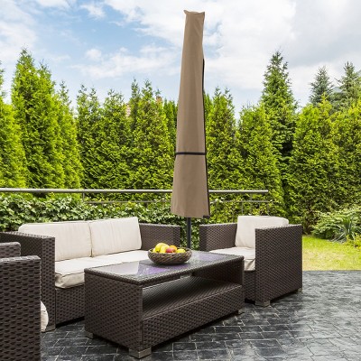 Beige Heavy-Duty Waterproof Patio Umbrella Cover with UV Protection