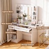 Dyonery Vanity Desk with Mirrors & Lights 3 Colors,White Makeup Desk with Drawers & Cabinet,Transparent Top with 6 Shelves/Power Outlet for Bedroom - 4 of 4
