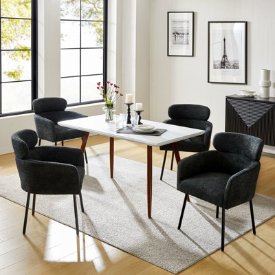 Curt Boucle Elevated Backrest Dining Chair with Metal Legs Set of 4 | Artful Living Design