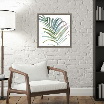 Tropical Blush V Green and Pink Framed Canvas Wall Art