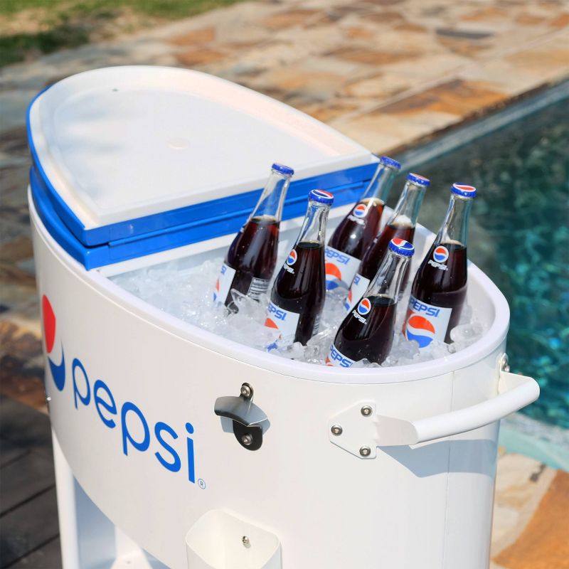 Permasteel 80qt Pepsi Oval Sporty Outdoor Cooler Cart, 3 of 8