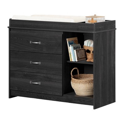 Gray Oak Rustic Changing Table with Drawers