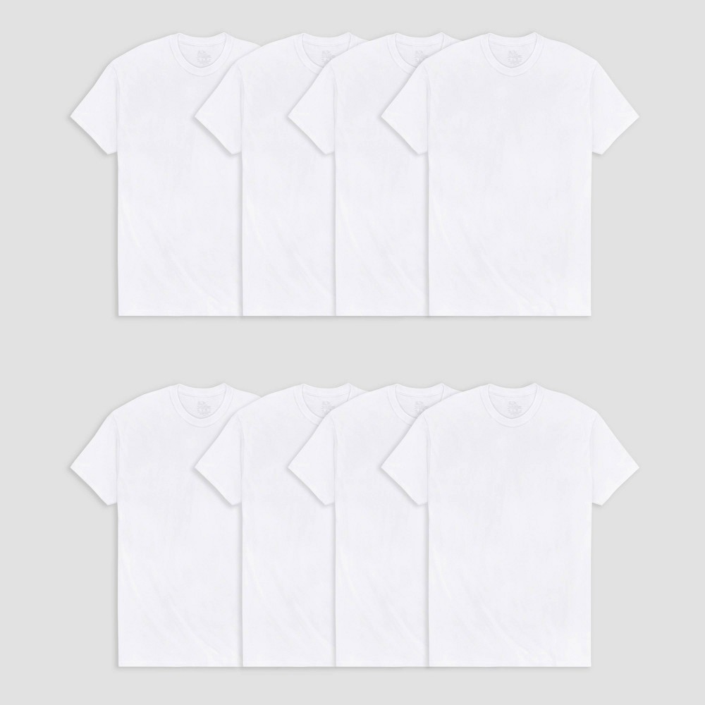 size small Fruit of the Loom Men's Active Cotton Crew T-Shirt 8pk - White S