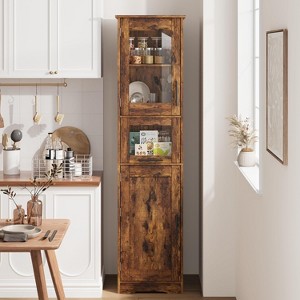 Tall Kitchen Cupboard With Shelves, Tall Bathroom Storage Cabinet, Freestanding Storage Cupboard Unit for Kitchen Bathroom Dining Room Living Room - 1 of 4