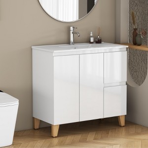 KTMBDW Bathroom Vanity with Ceramic Sink Combo, Freestanding Modern Bathroom Storage Vanity Cabinet with Soft Closing Doors & Drawers, White - 1 of 4