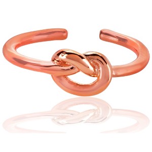 ELYA Women's Polished Love Knot Stainless Steel Open Cuff Ring - 1 of 4