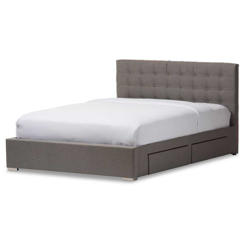 King Rene Modern And Contemporary Fabric 4-Drawer Storage Platform Bed Gray - Baxton Studio, 1 of 12