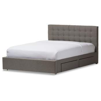 King Rene Modern And Contemporary Fabric 4-Drawer Storage Platform Bed Gray - Baxton Studio