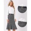 Allegra K Women's Tweed High Waist Midi Plaid Belted Fishtail Bodycon Skirts - 2 of 4